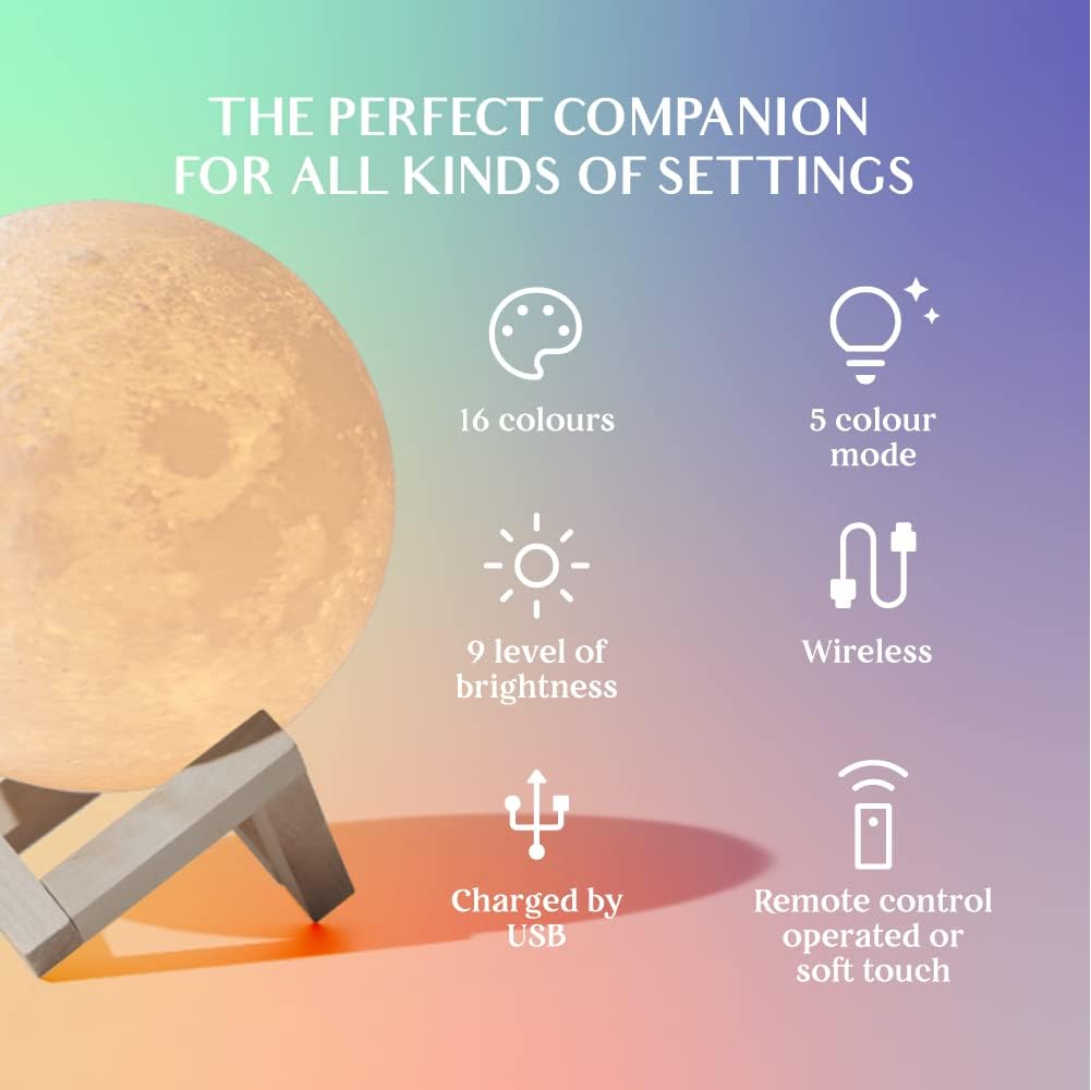 16-Color LED Moon Lamp with Remote