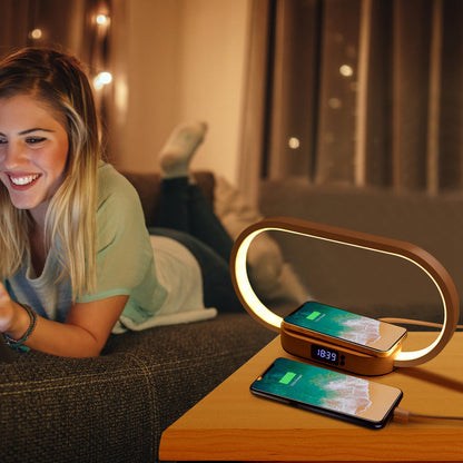 Touch Control Desk Lamp with Wireless Charging & Clock
