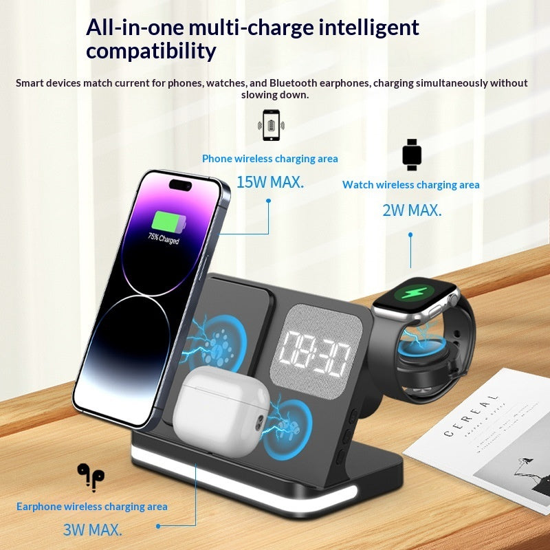 4-in-1 Wireless Charging Alarm Clock