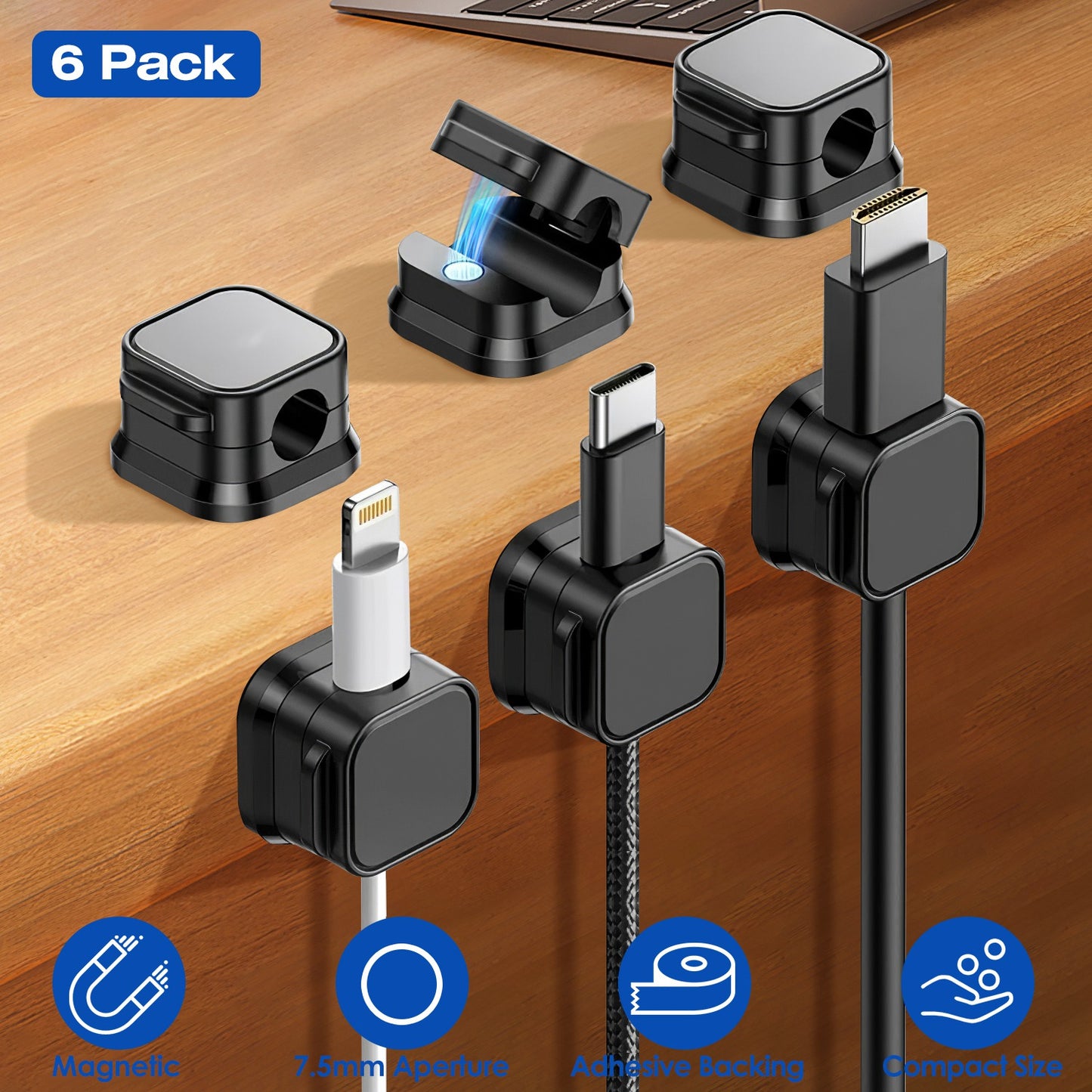 Magnetic Cable Clips (6-Pack)