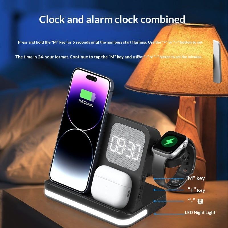 4-in-1 Wireless Charging Alarm Clock